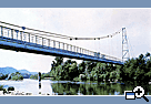 Suspended overpass of "Druzhba" oil pipeline across the river Latoritsa, city Mukachevo